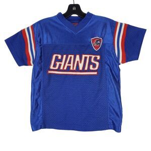 Vintage NEW YORK GIANTS Jersey KIDS Small 8/10 Blue Red Spell Out #25 NFL Brand